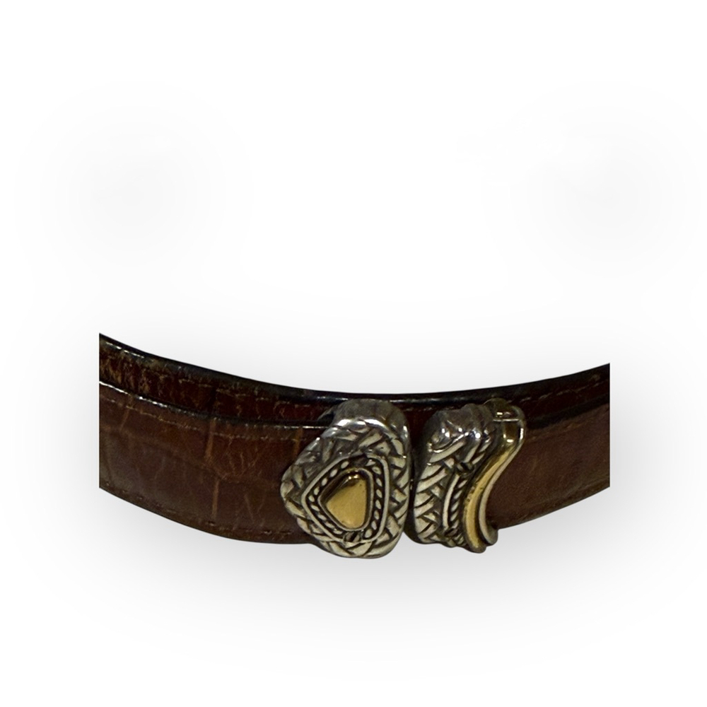 Vintage Brighton Women's Reversible Leather Belt Brown/Black-Gold/Silver Sz S/28 - Picture 3 of 9